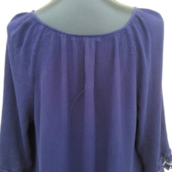 DANIEL RAINN Navy Boho Tunic Top with Lace (1X) - Picture 6 of 10